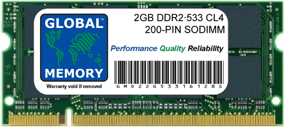 2GB DDR2 533MHz PC2-4200 200-PIN SODIMM MEMORY RAM FOR DELL LAPTOPS/NOTEBOOKS